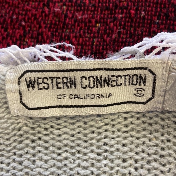 Vintage WESTERN CONNECTION | Silk Angora blend Cardigan size L Gray/White - Picture 13 of 13
